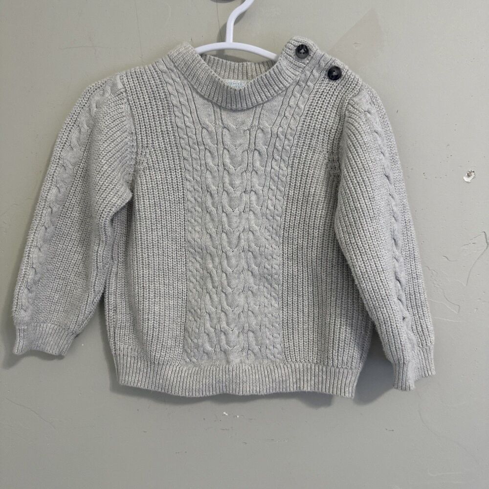 Edgehill Collection 12 Months Baby Sweater Cable Knit Gray Boys Elbow Cotton